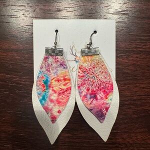 - Averee Grace Designs Two layer leather earrings in bright colors. Boutique